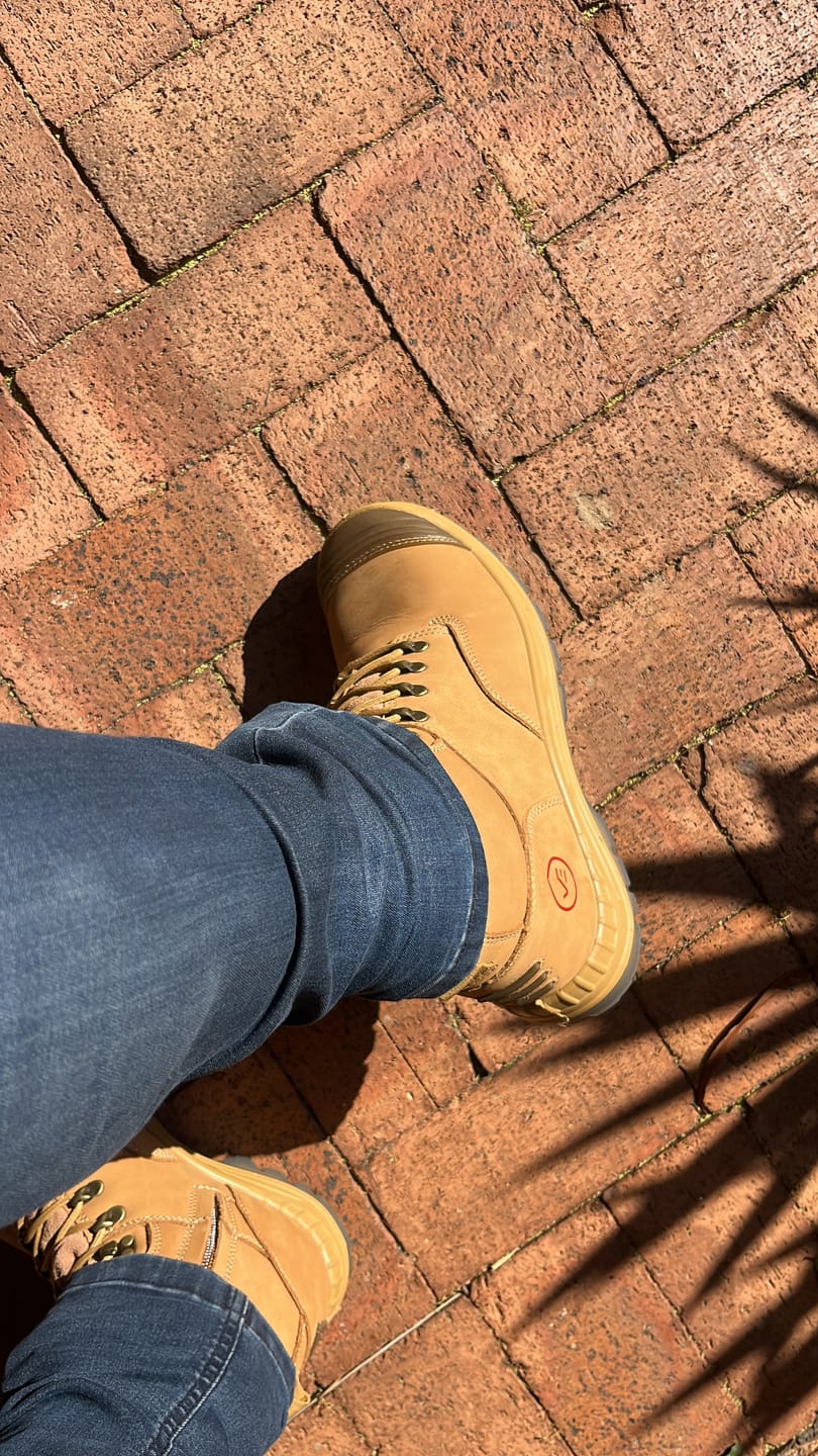 Customer photo review of Brawn Safety Work Boots Tan