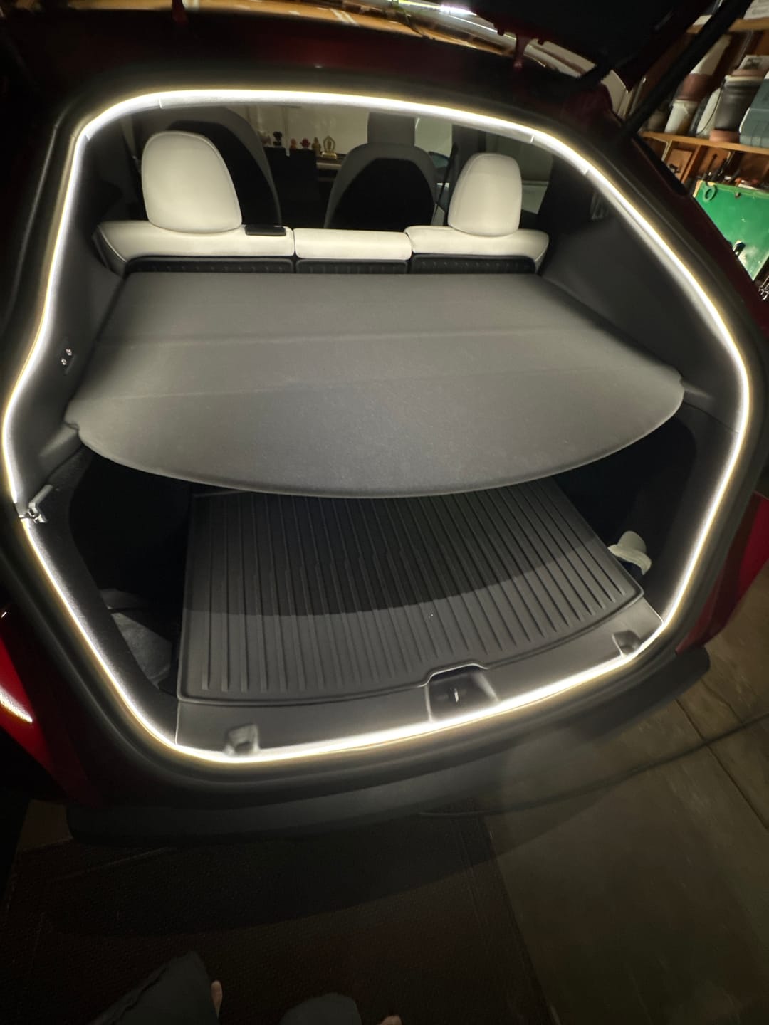 Customer photo review of Dual-Mode Trunk LED Strip for Model Y – Warm & Cool White (3000K & 6000K)
