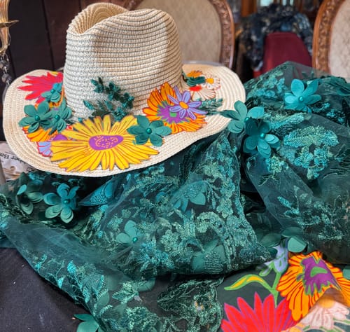 Customer photo review of Emerald Green 3D Flower Scalloped Mesh Lace