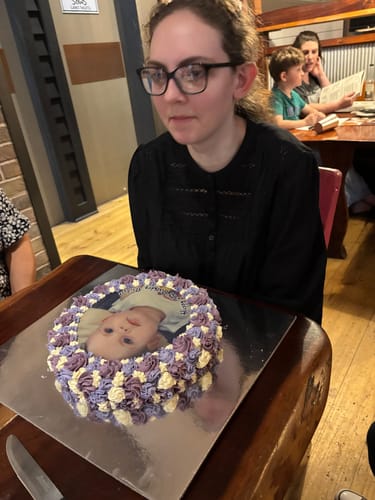 Customer photo review of 20 cm Pre-cut Circle Custom Edible Icing Image
