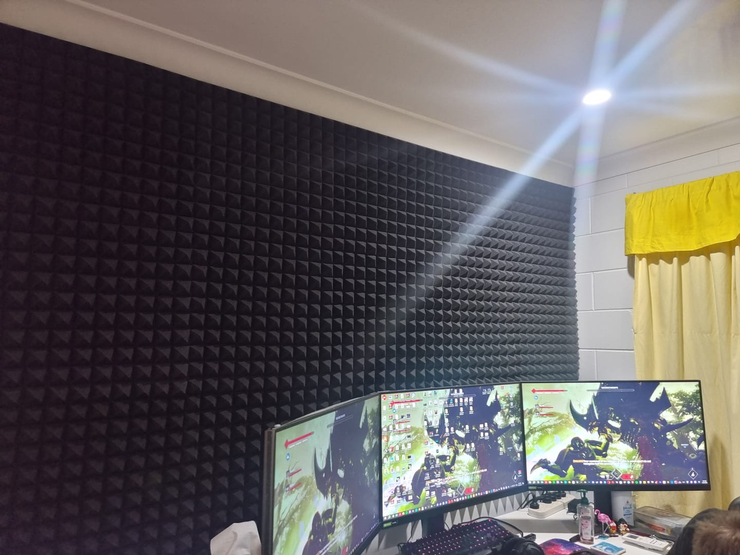 Customer photo review of Black Pyramid Acoustic Foam Panel Self-Adhesive Large 50cm x 50cm 10pcs