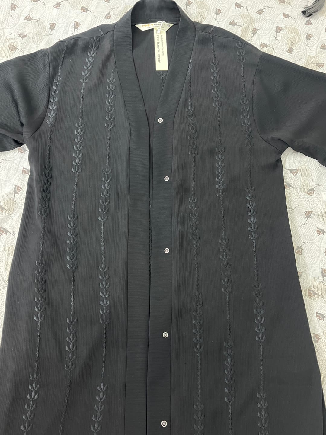 Customer photo review of Floral Front Open Embroidered Abaya Black