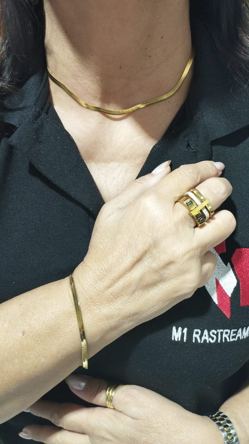 Customer photo review of Colar de Corrente Slim Banhado em Ouro 18k