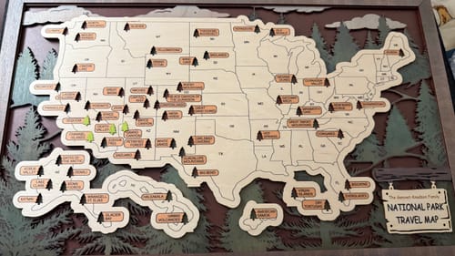Customer photo review of US 3D Wooden National Parks Travel Map With Trees To Record Park Visits (1 Design)