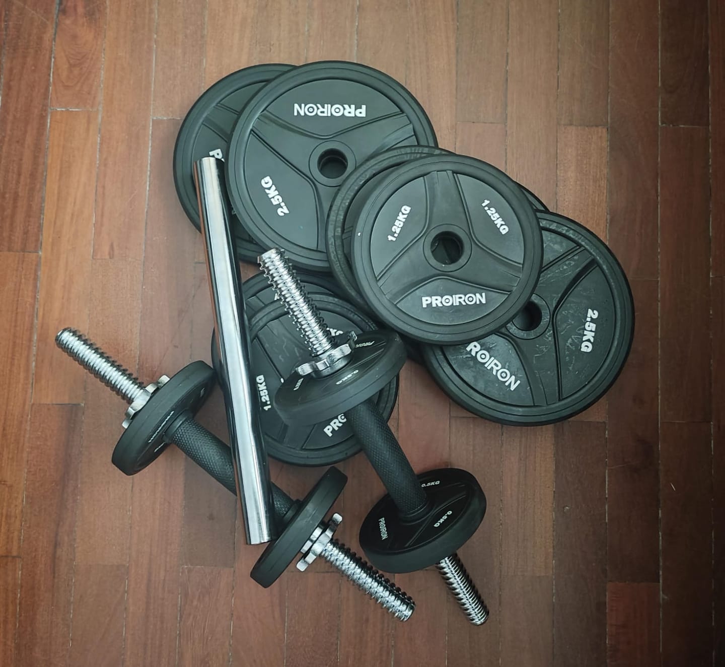 Customer photo review of Juego de Mancuernas de Caucho Ajustable