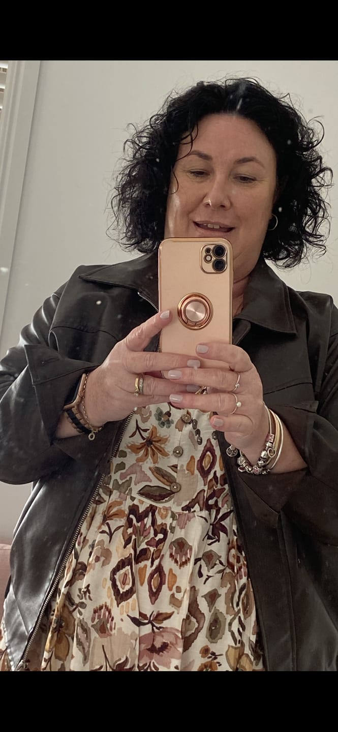 Customer photo review of Sarah-Lee Dress in Mocha Multi