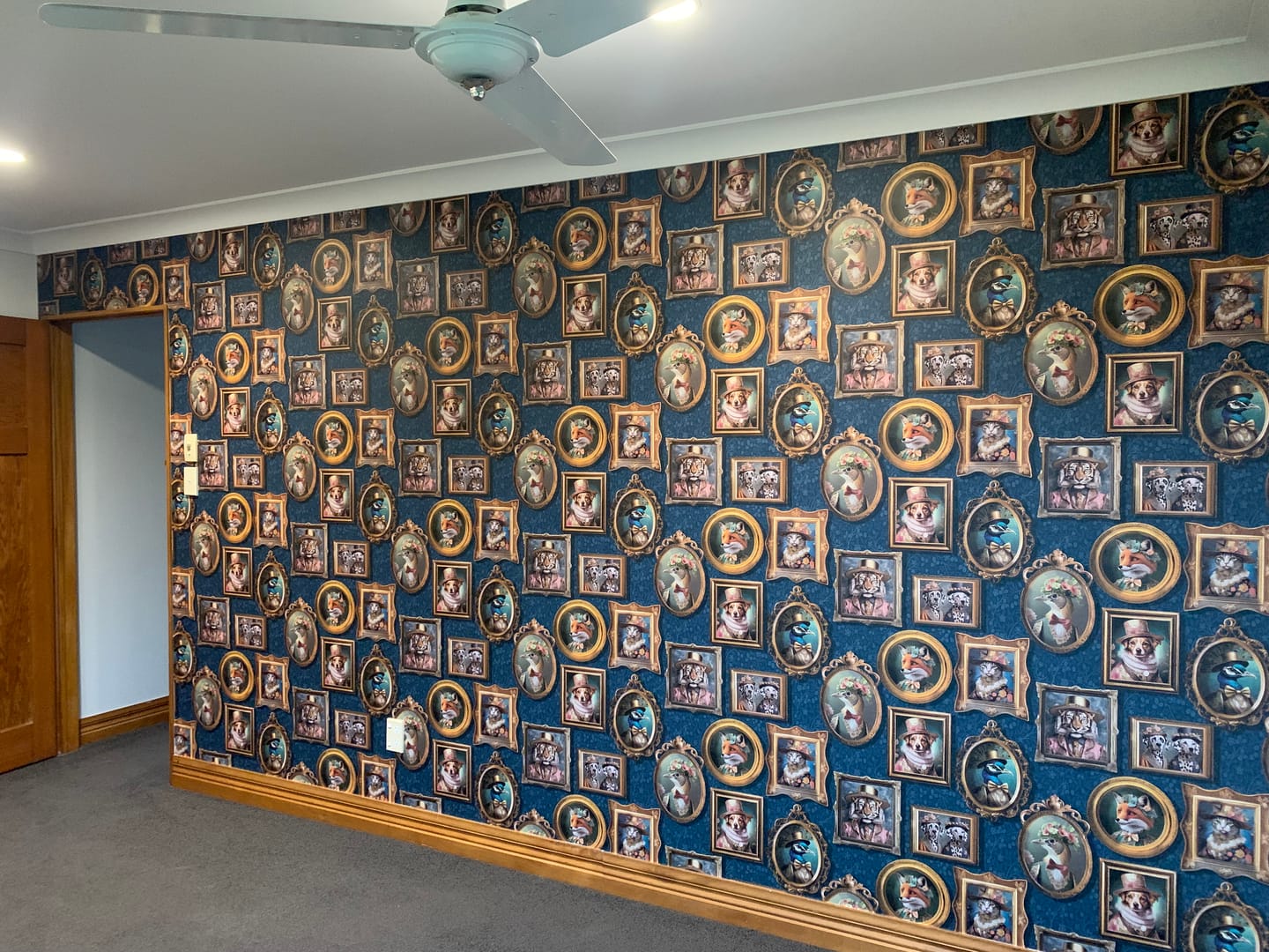 Customer photo review of Regal Beasts - Whimsical Animal Wallpaper - Navy