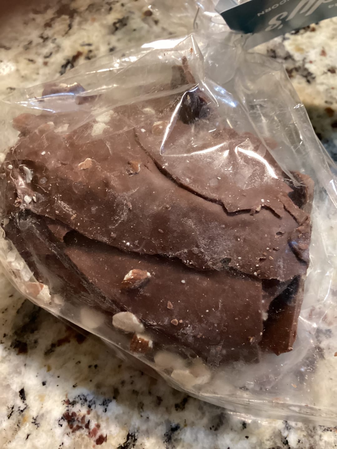 Customer photo review of Salted Almond Toffee Milk Chocolate Bark