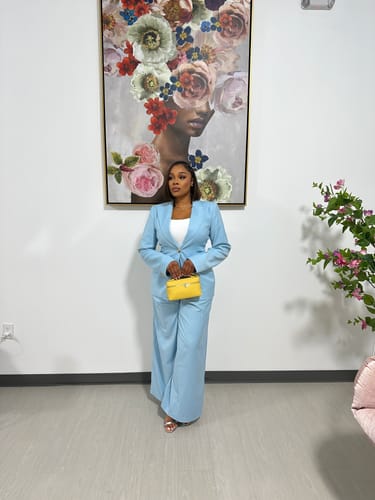 Customer photo review of Power Shoulder Fitted Suit Blazer