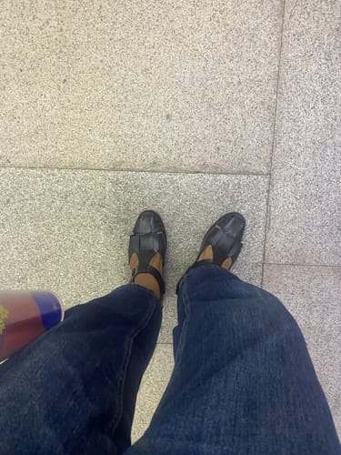 Customer photo review of Liam Caged Sandal - Solid Black