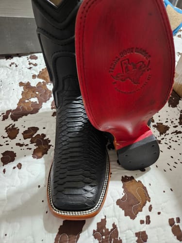 Customer photo review of Matte Black Python Boots—Square Toe