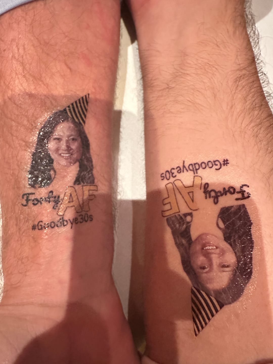Customer photo review of Birthday AF - Temporary Tattoo