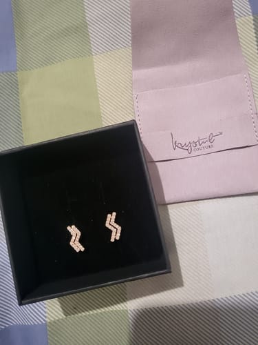 Customer photo review of Zigzag Rose Gold Stud Earrings Embellished With SWAROVSKI® Crystals
