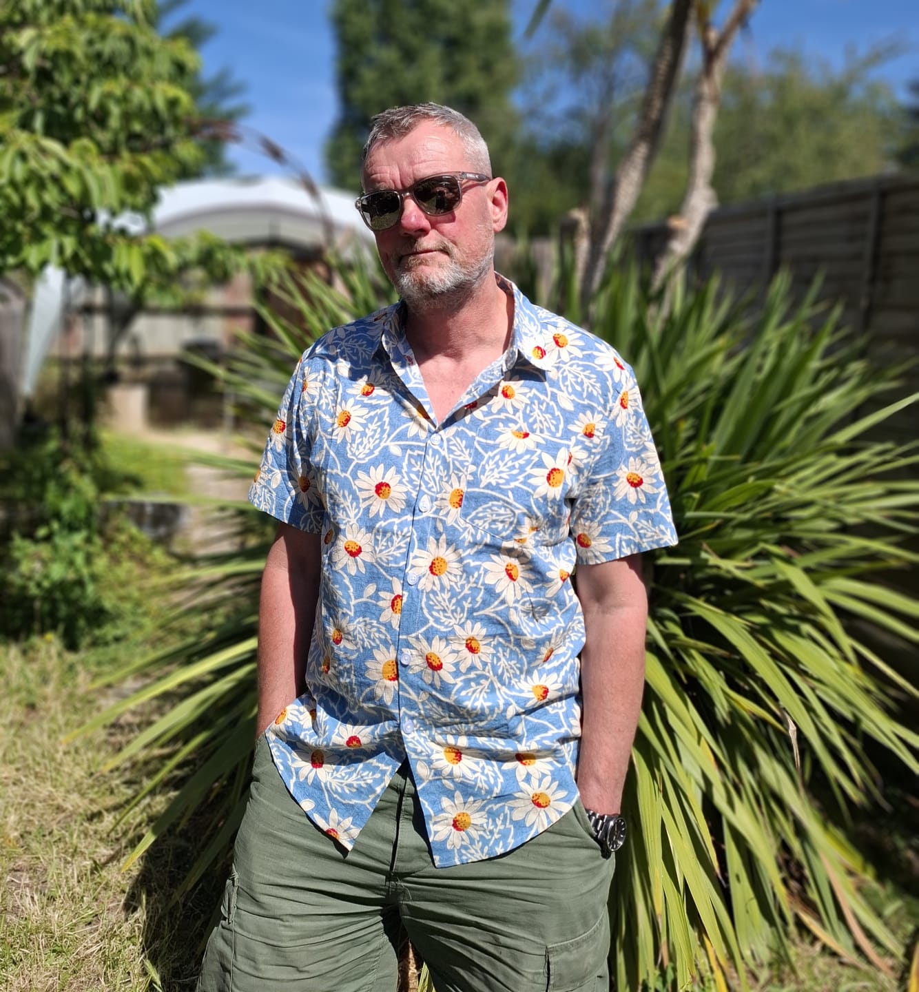 Customer photo review of Herren Blumenmuster Baumwolle Kurzarmhemd
