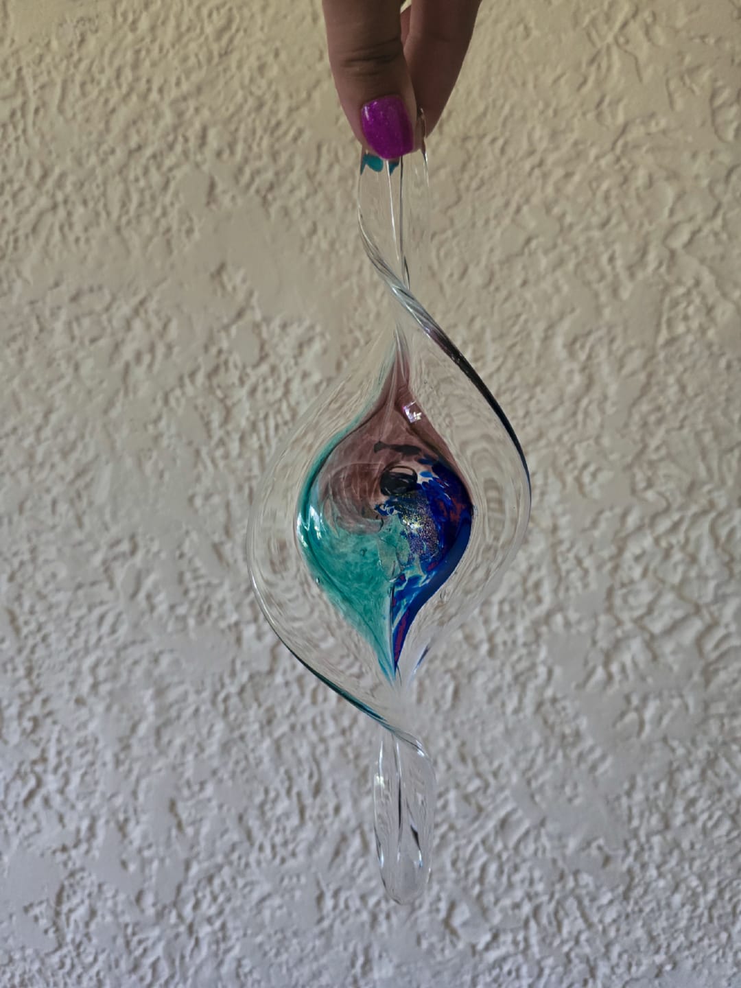 Customer photo review of Dichroic Spinner Suncatcher with Infused Cremains