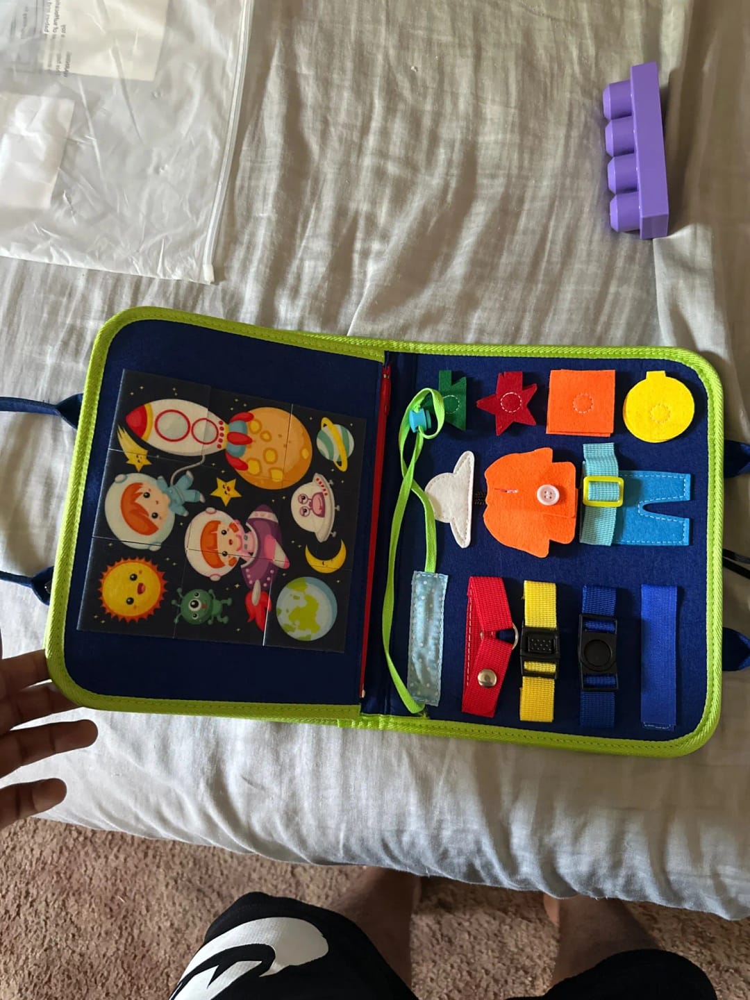 Customer photo review of BusyNest – Sensory Play Board for Little Learners