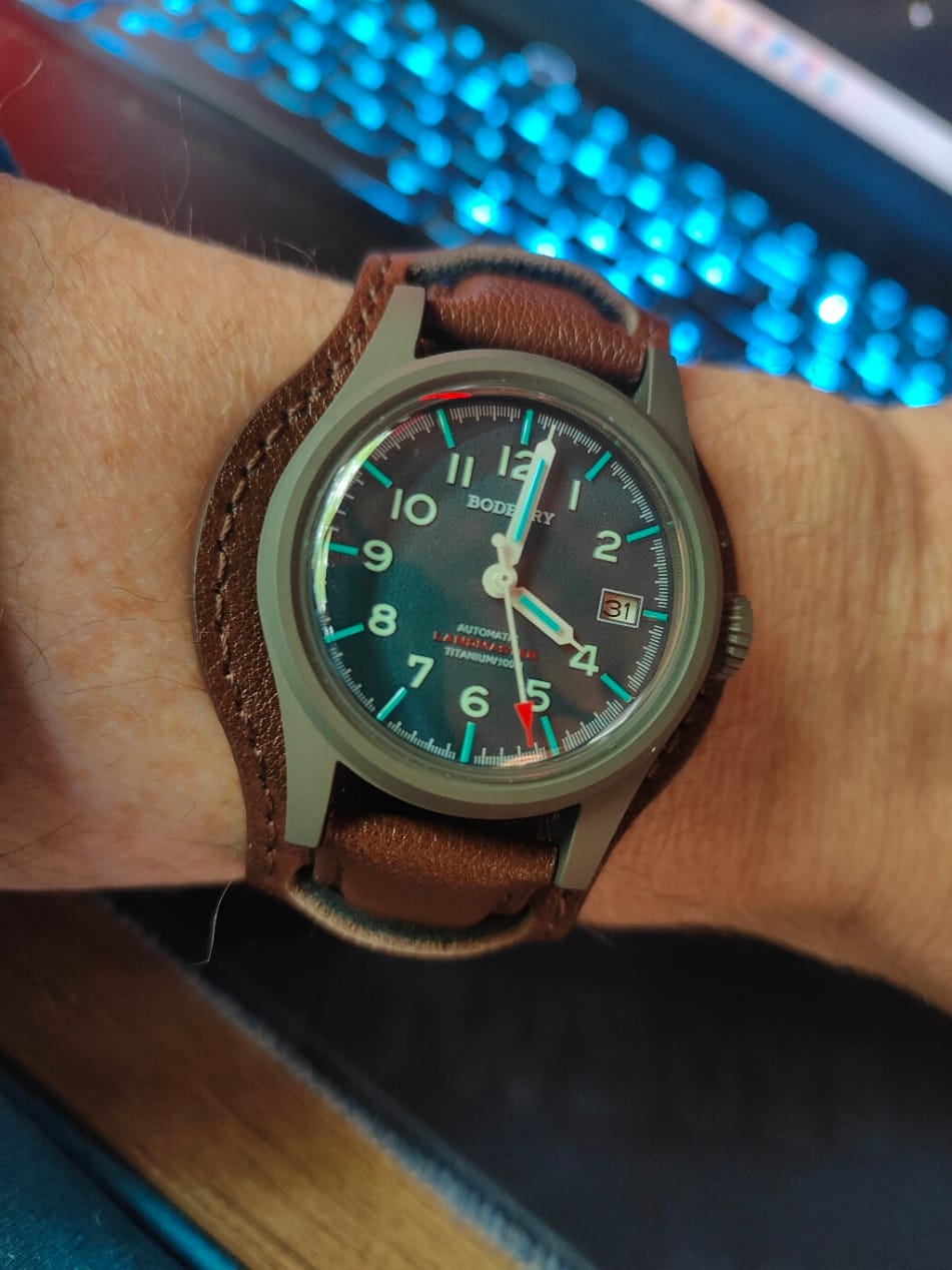 Customer photo review of LANDMASTER - 100M Waterproof Titanium Automatic Field Watch | Blue