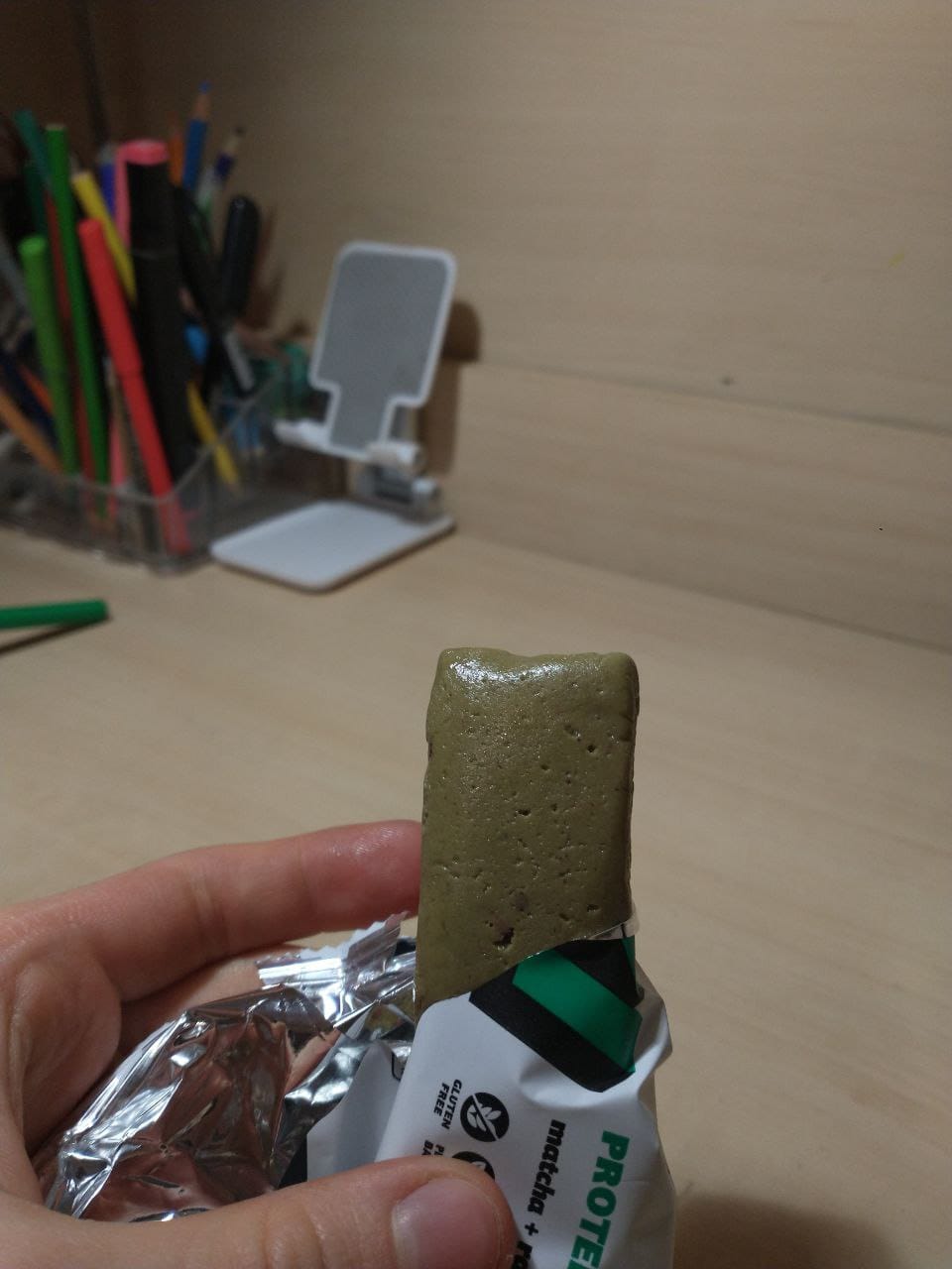 Customer photo review of BATON PROTEINOWY "MATCHA + RASPBERRY"