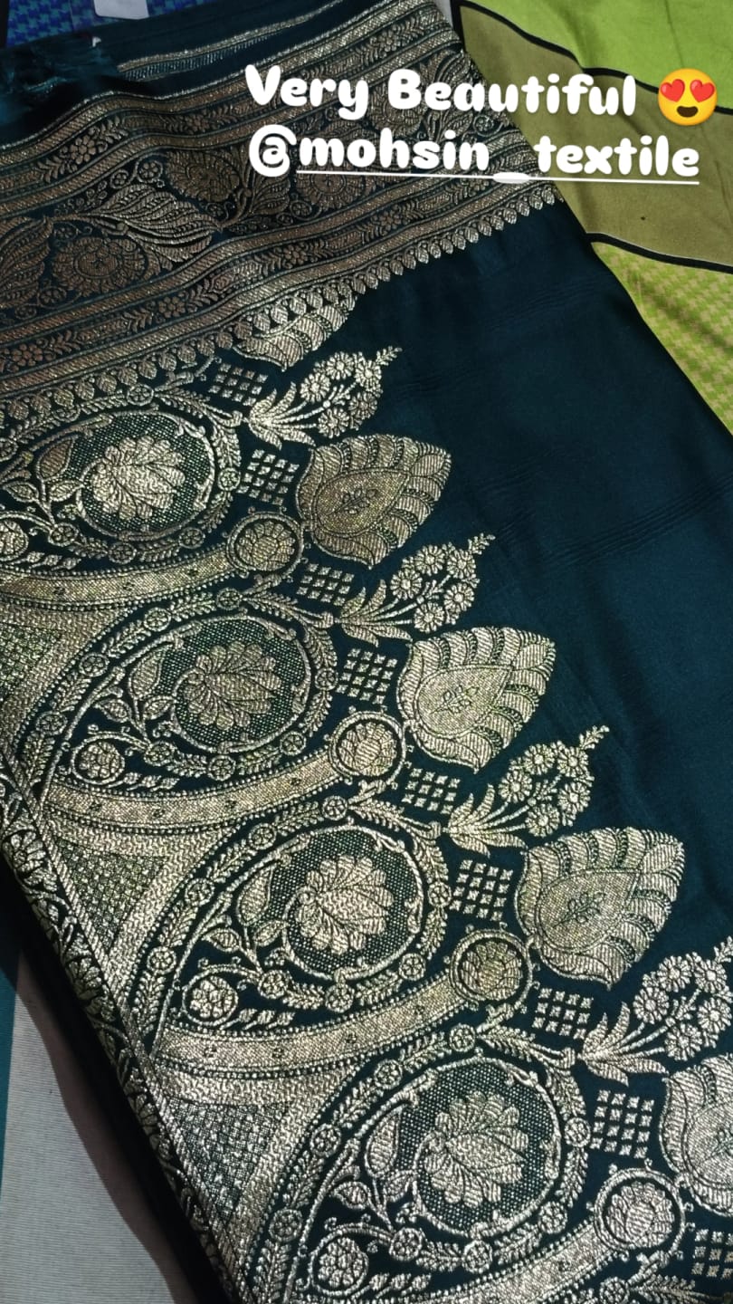 Customer photo review of Teal Green Royal Plain Katan Silk Banarasi Saree