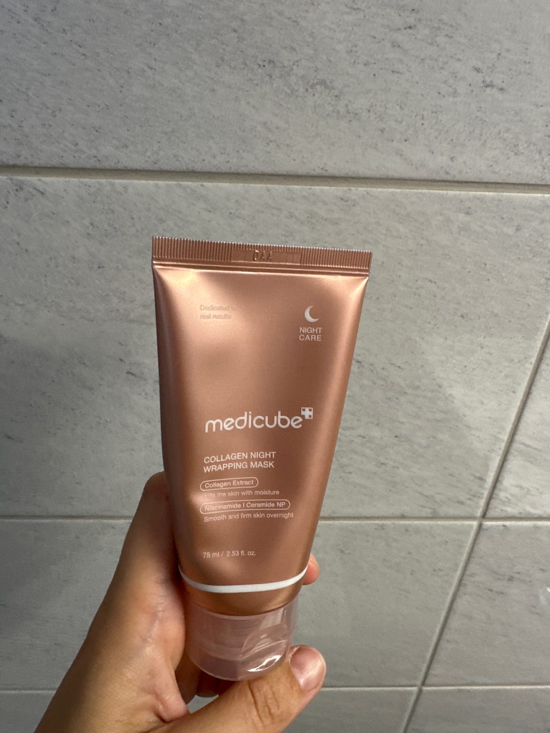 Customer photo review of Nostiprinoša nakts maska sejai Medicube Collagen Night Wrapping Mask