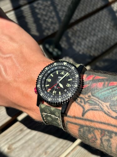Customer photo review of Horween Leather and Canvas Strap