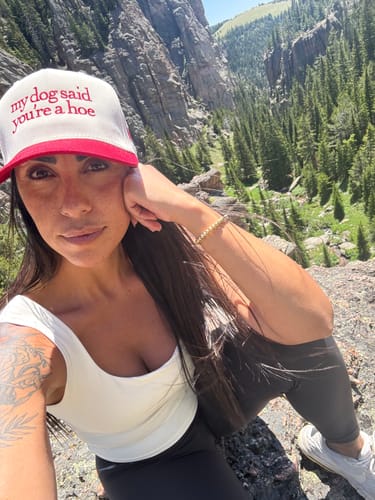 Customer photo review of MHC My Dog Said You're a Hoe Trucker Hat