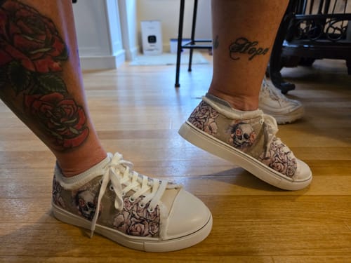 Customer photo review of Just Love Skulls Floral Shoes