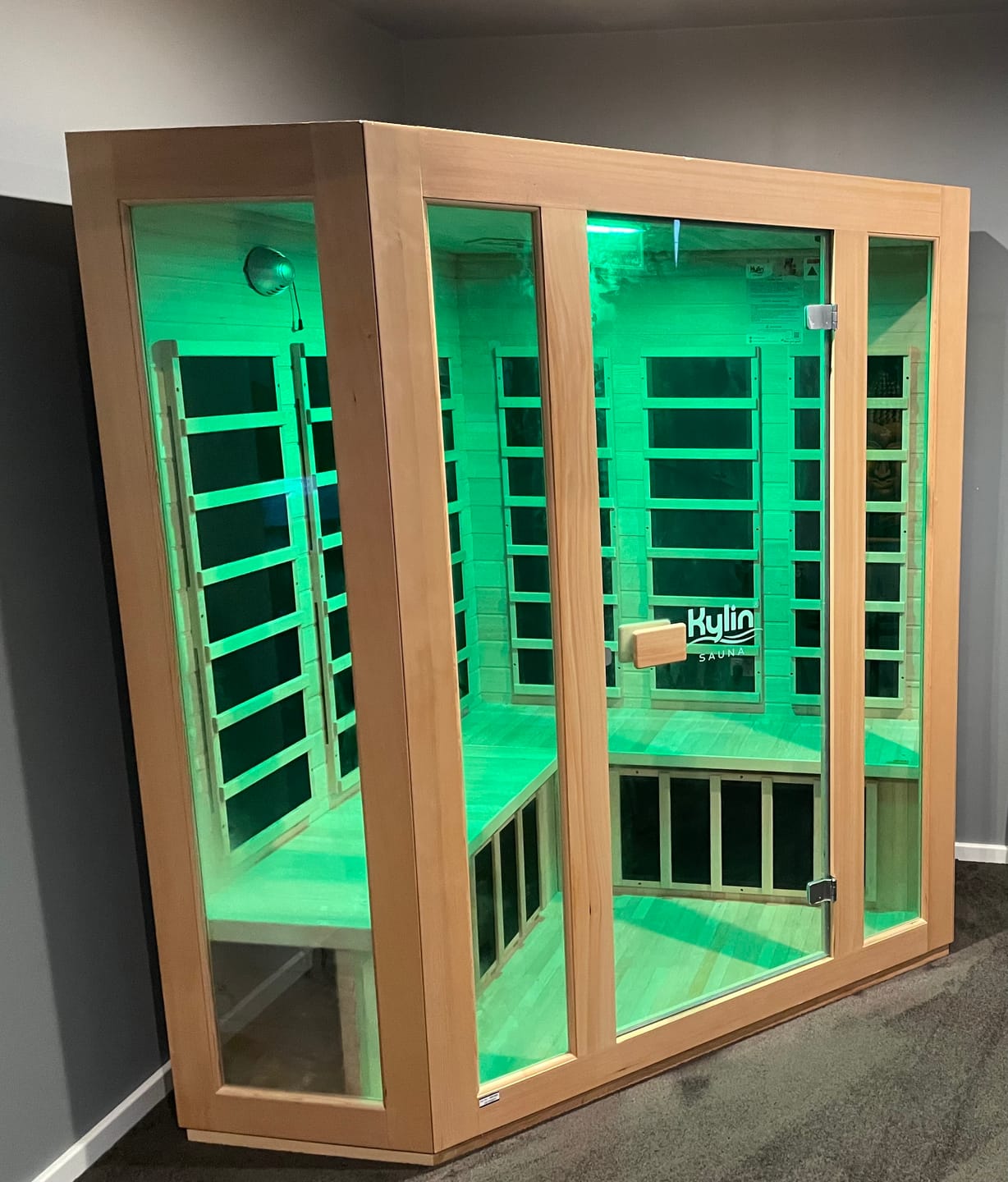 Customer photo review of Kylin Low EMF L-shaped Corner Carbon Far Infrared Sauna 4 person - K8401/033LV