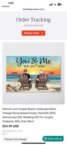 Customer photo review of Eternal Love You & Me We Got This Beach Landscape Retro Vintage - Personalized Poster - Gift For Couple, For Him, For Her, Heartfelt Anniversary Gift, Wedding Gift, Birthday Gift