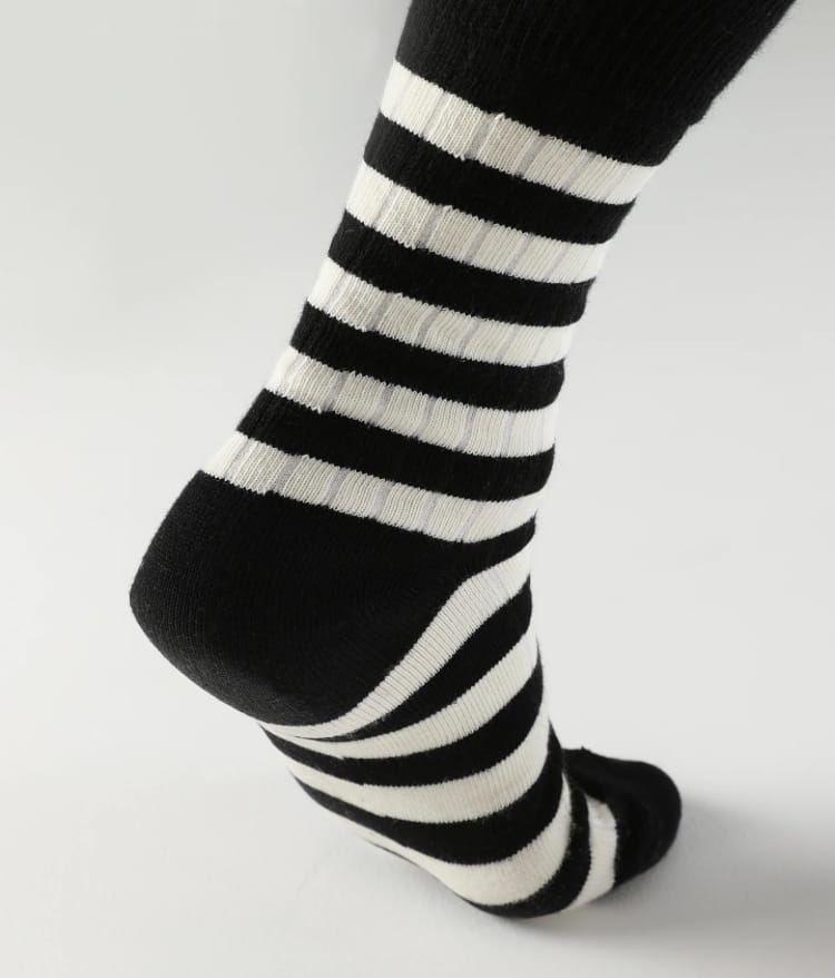 Customer photo review of Retro Striped Cotton Socks - Black/White