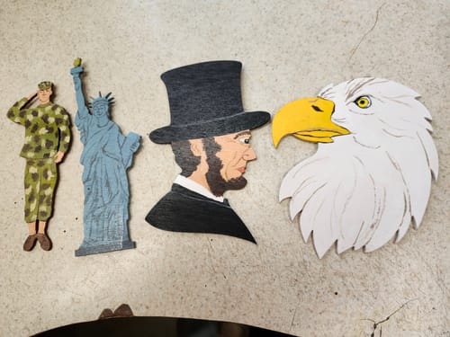 Customer photo review of Unfinished Wood Eagle Head Shape | DIY Craft Cutout | up to 46" DIY