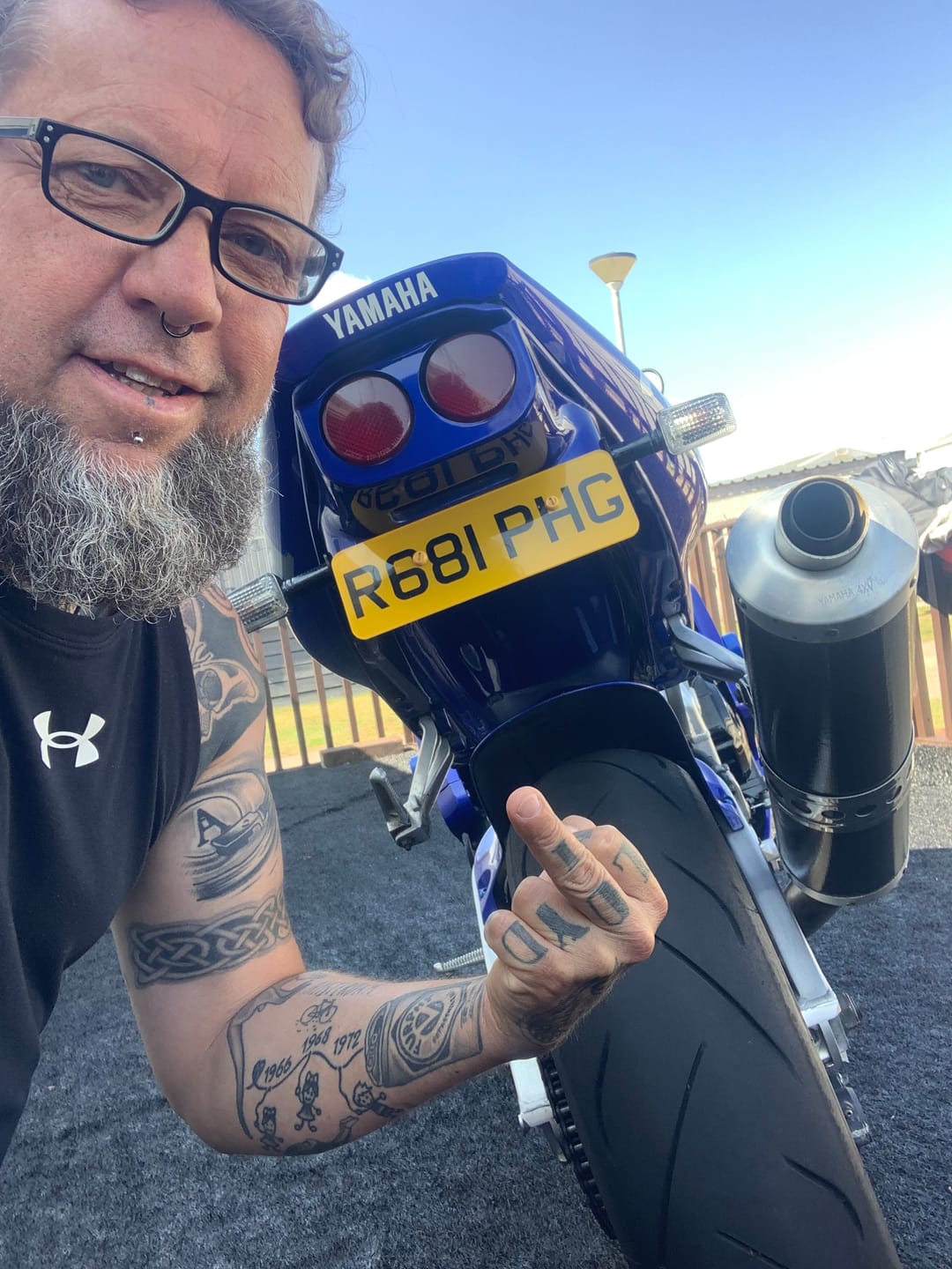 Customer photo review of Acrylic 9 x 3 inch Motorcycle Number Plate