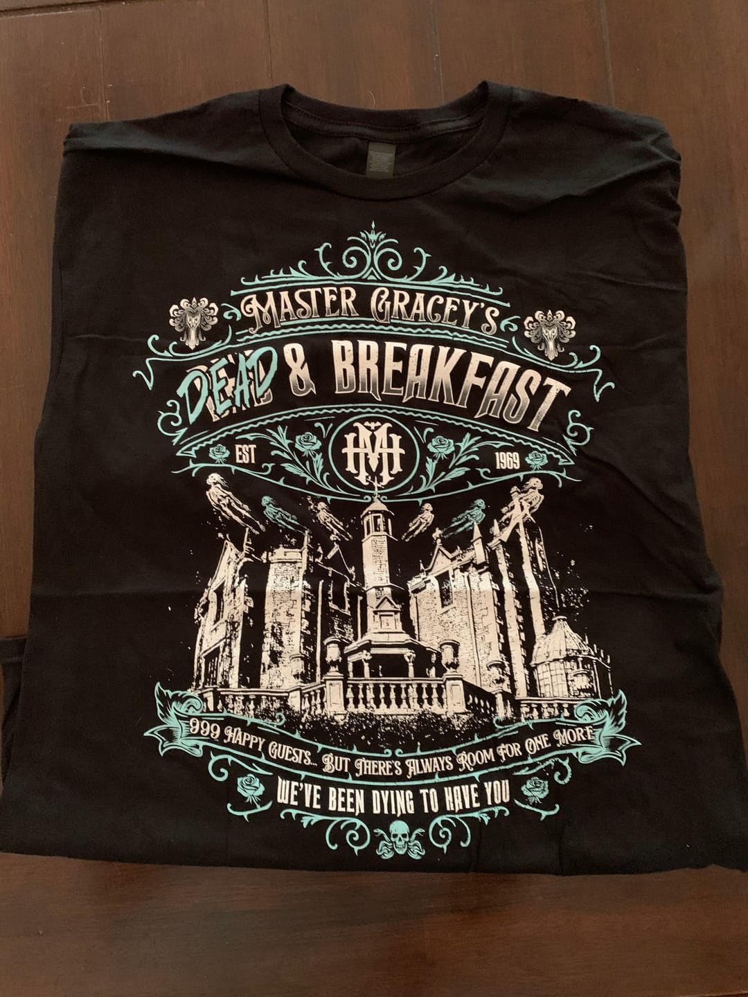 Customer photo review of Haunted Mansion Shirt (Master Gracey's Dead & Breakfast)