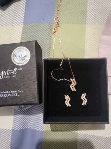Customer photo review of Zigzag Pendant Necklace in Rose Gold Embellished With SWAROVSKI® Crystals