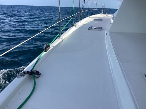 Customer photo: Olli Block rigged for the code zero on a Fountaine Pajot Helia 44