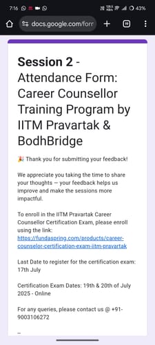 Customer photo review of Career Counselling Certification Exam | IITM Pravartak & BodhBridge | Online
