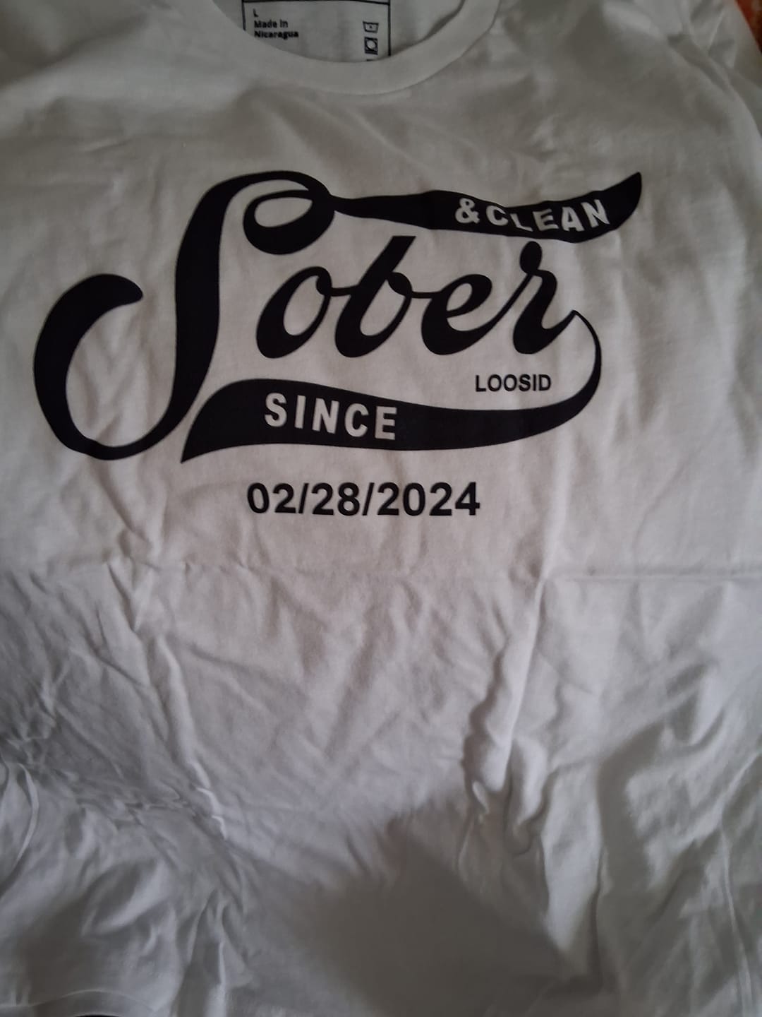 Customer photo review of Sober T Shirt | Personalized Sober Since Shirt with Custom Date