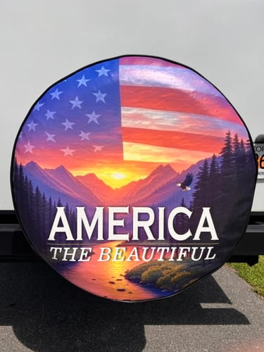 Customer photo review of Custom Spare Tire Cover for Jeep, RV, Bronco Camper, Trailer, & More