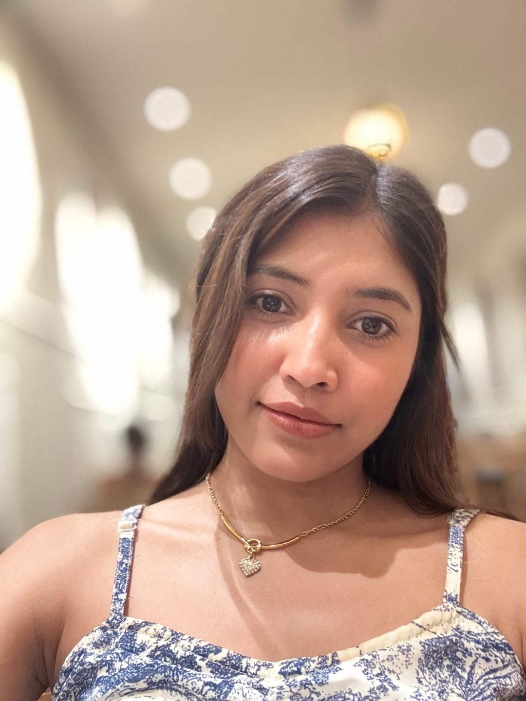 Customer photo review of Crystal Heart Charm Gold Necklace