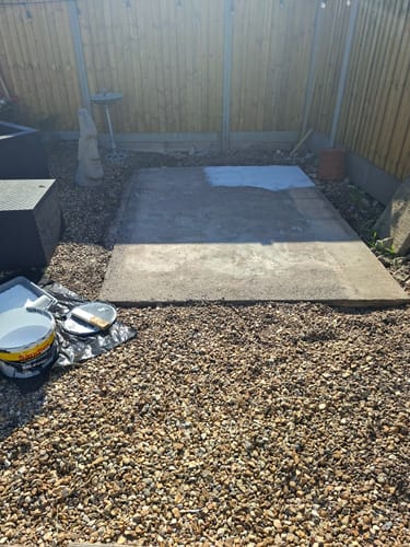 Customer photo review of Midar Patio Stencil - Rectangle Slabs