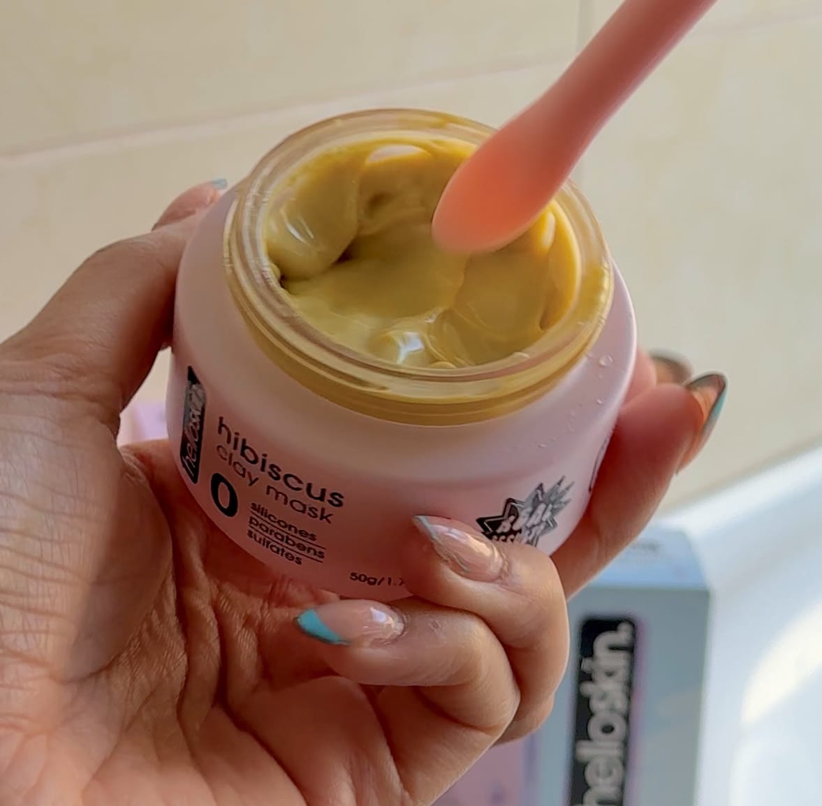 Customer photo review of hibiscus clay mask
