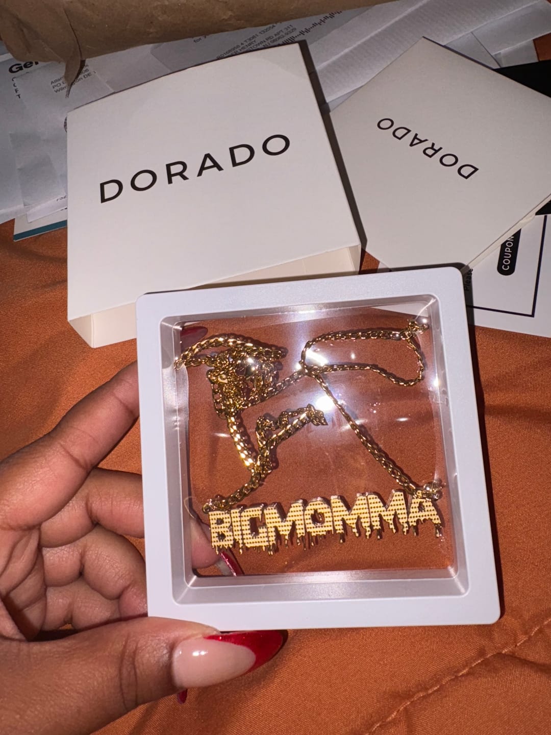 Customer photo review of Drippy Name Necklace w/ Cuban Chain
