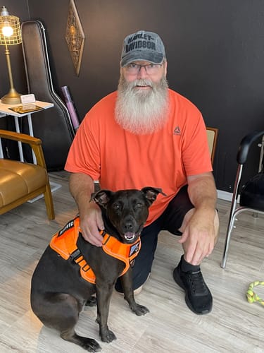 Customer photo review of NEW Upgraded Tactical No-Pull Team K9™ Dog Harness with 4 Quick-Release Metal Buckles, Reinforced Front & Back D-Rings, Hook & Loop Panels, Adjustable Straps, Reflective Strips, & Top Handle