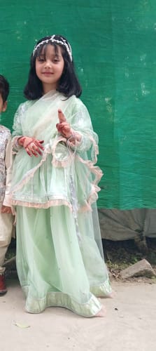 Customer photo review of Zinnia Mint & Peach Lengha Set 4 PC