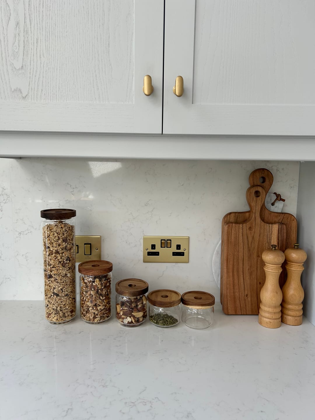 Customer photo review of Glass Acacia Pantry Jars