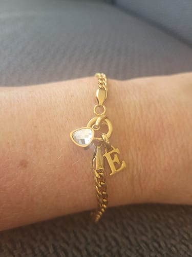 Customer photo review of Letter & birthstone bracelet gold