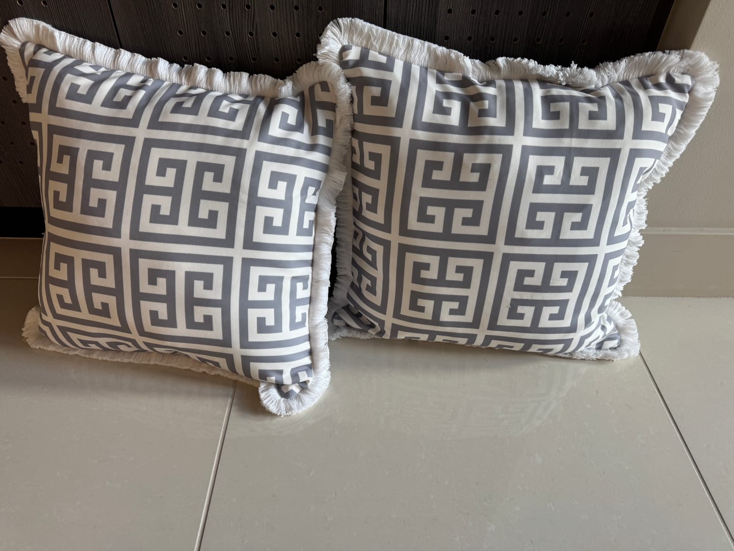 Customer photo review of Greek Key Print Upholstery Fabric - Black and White Digital Print for Outdoor and Home Decor