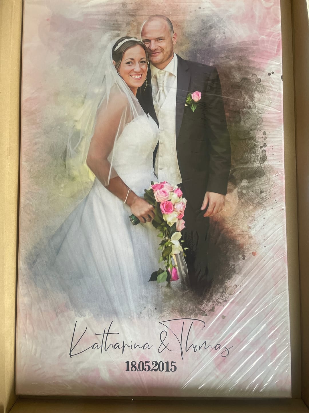 Customer photo review of Dein Hochzeitsfoto als Aquarell Poster | Geschenk zur Hochzeit
