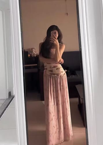 Customer photo review of Krissy Romantic Pink Flora Strapless Dress