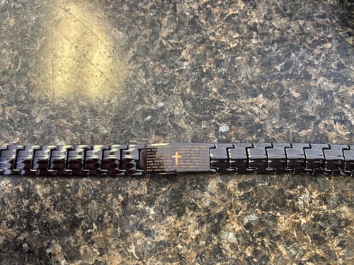 Customer photo review of Power of the Lord’s Prayer Magnetic Copper Bracelet : Helps Pair Veterans With A Service Dog Or Shelter Dog
